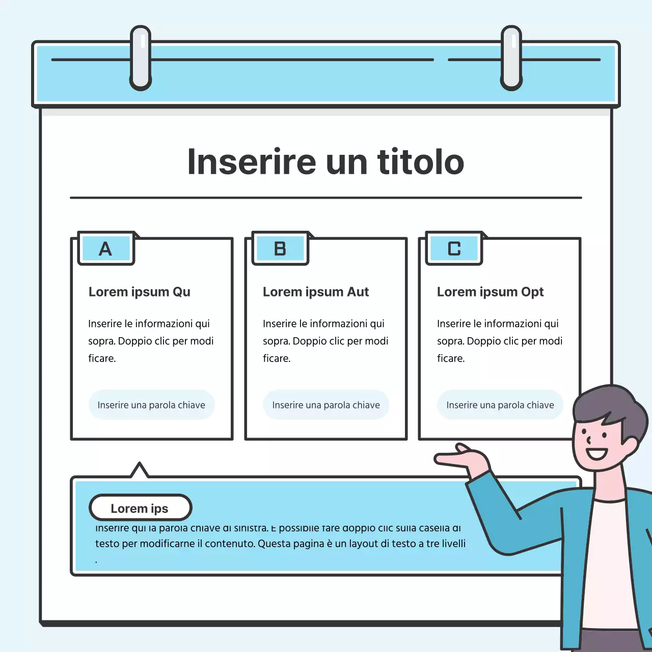 Nota azzurra Concept Biglietto ordinato con simpatiche illustrazioniNews
