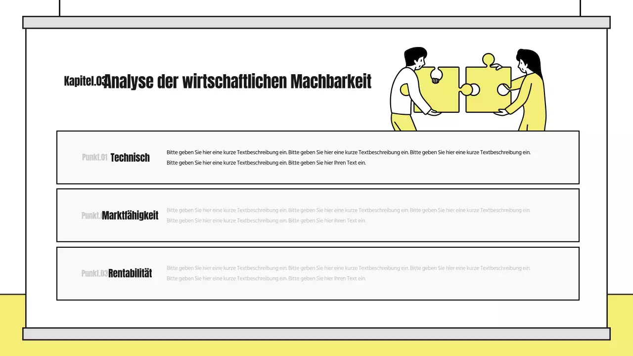 Ein hübsch illustrierter Analysebericht mit gelben und schwarzen Akzenten