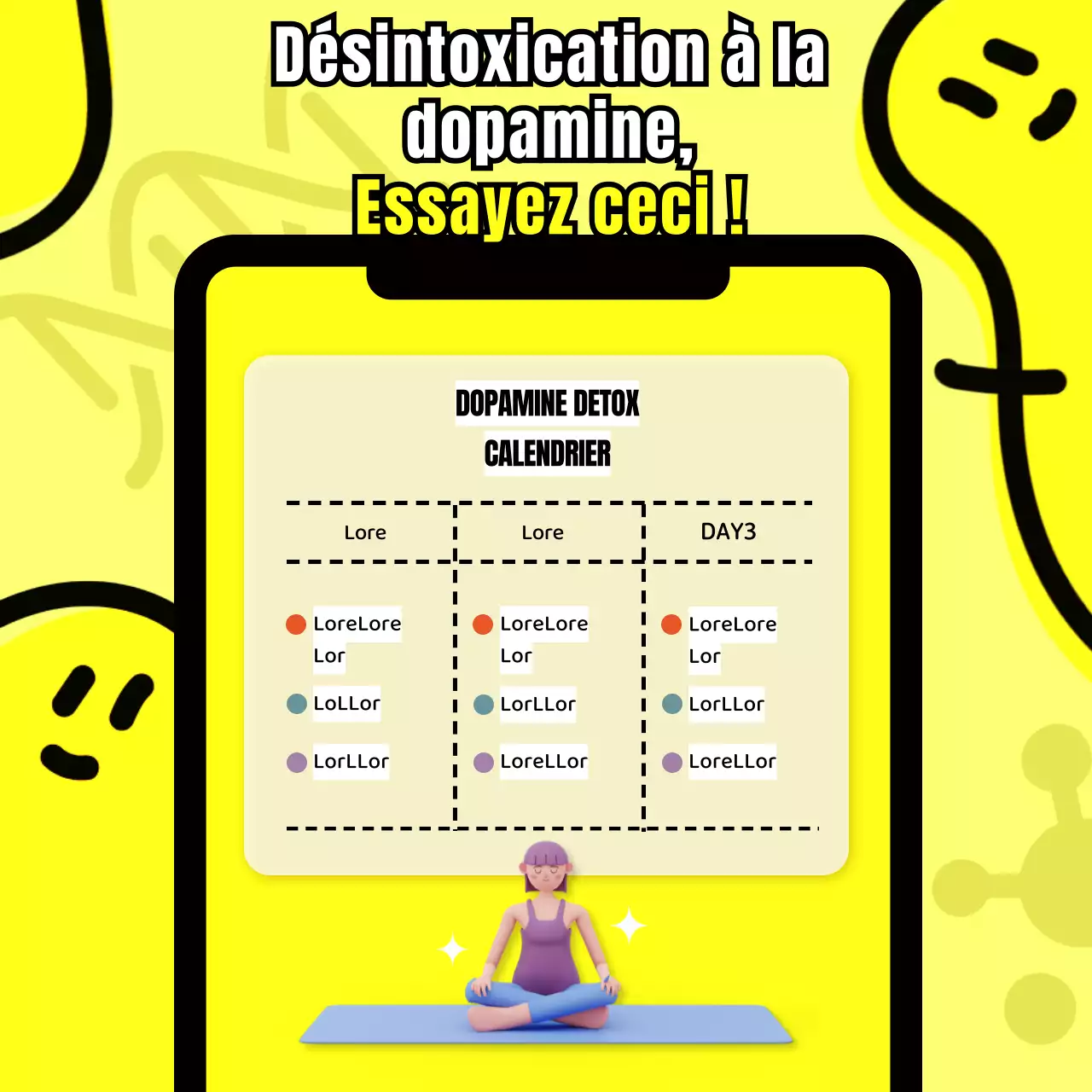 Concevoir un cadre de téléphone coloré et illustréIntroduction à la dopamine