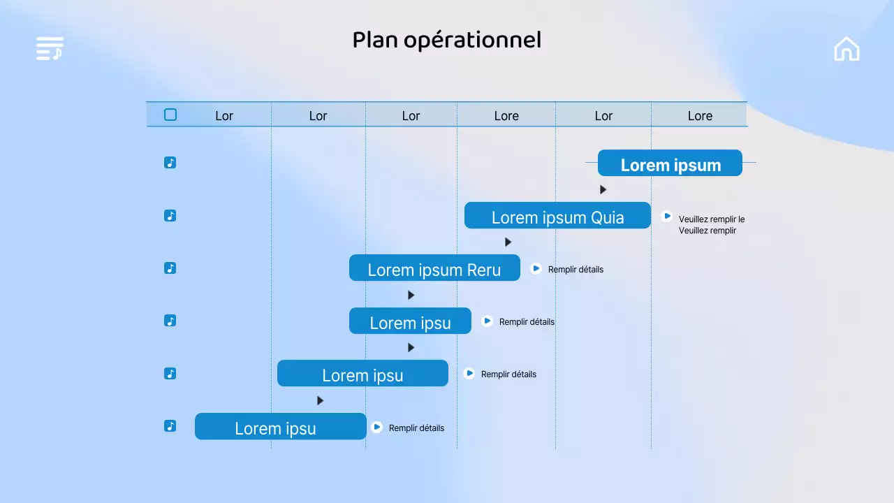 Une brochure de concerts émotionnelle avec un dégradé de bleu dans le style de l'interface utilisateur de la musique