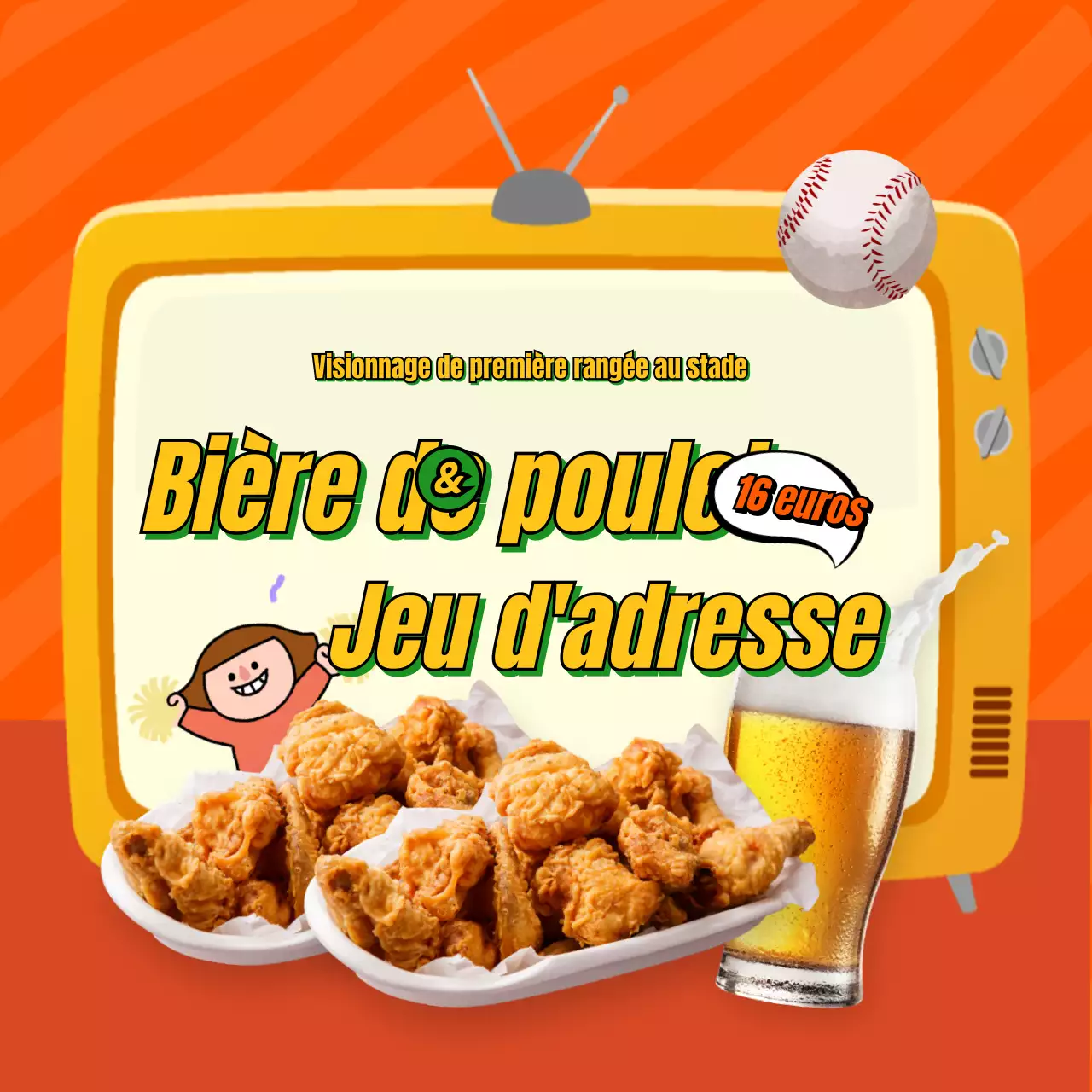 Promouvoir un mignon set d'encouragement au baseball en jaune et orange