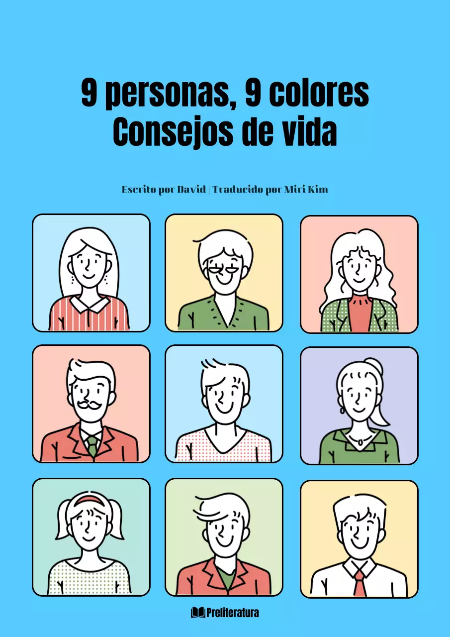 Un colorido libro de autoayuda con ilustraciones de dibujos en azul claro