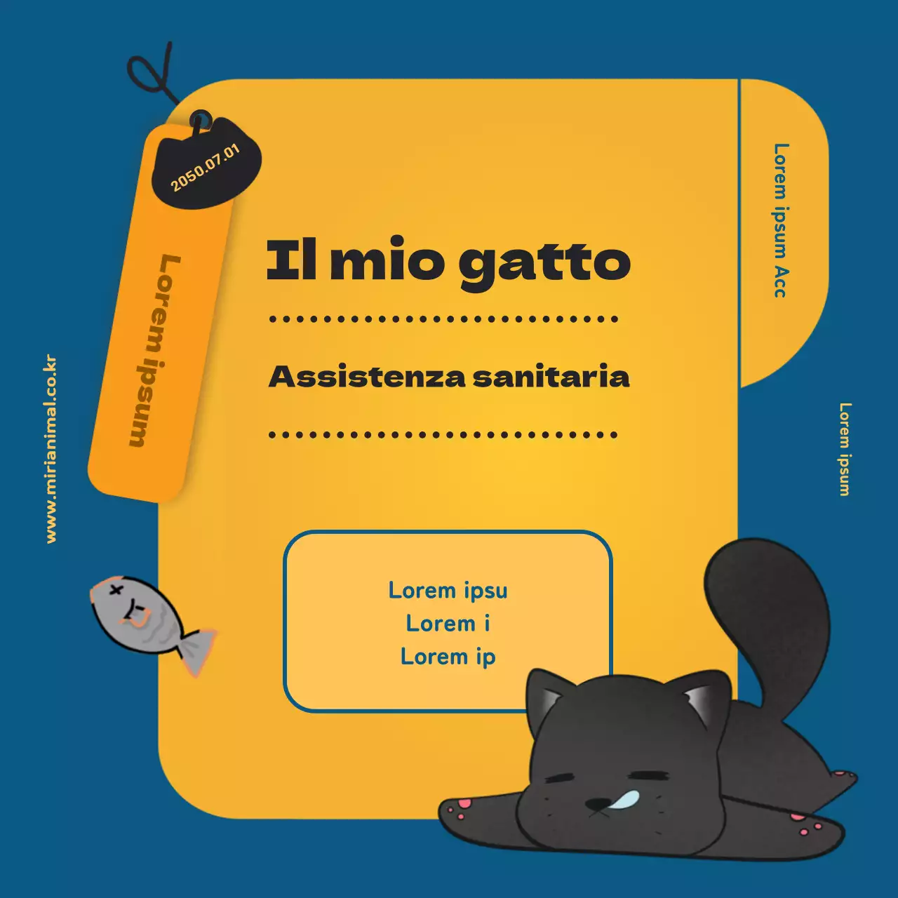 Le informazioni sanitarie del gatto, evidenziate dalla scheda sanitaria gialla.