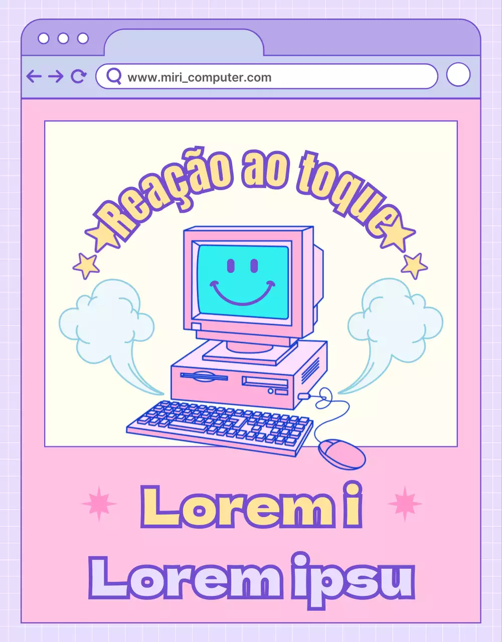 Promover aulas de literacia informática com um conceito de sítio Web cor-de-rosa e roxo