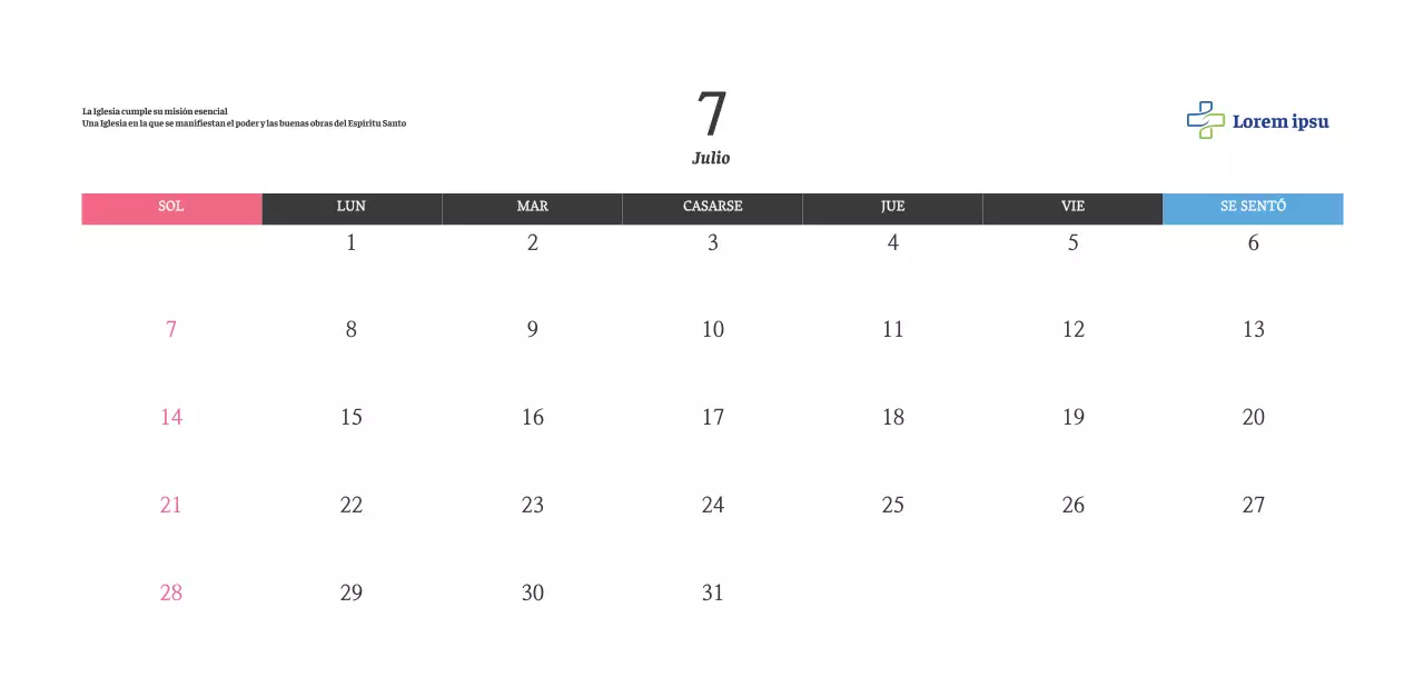 Calendario con imágenes eclesiásticas edificantes