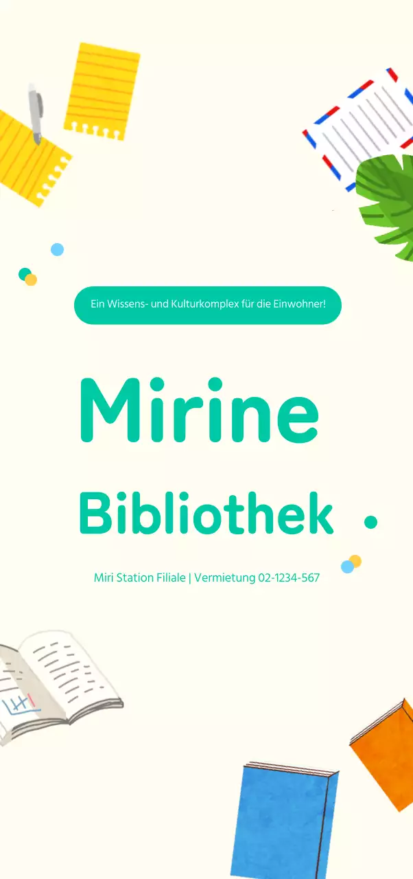 Emotionale Buchillustration in Gelb und Türkis für Bibliothekswerbung