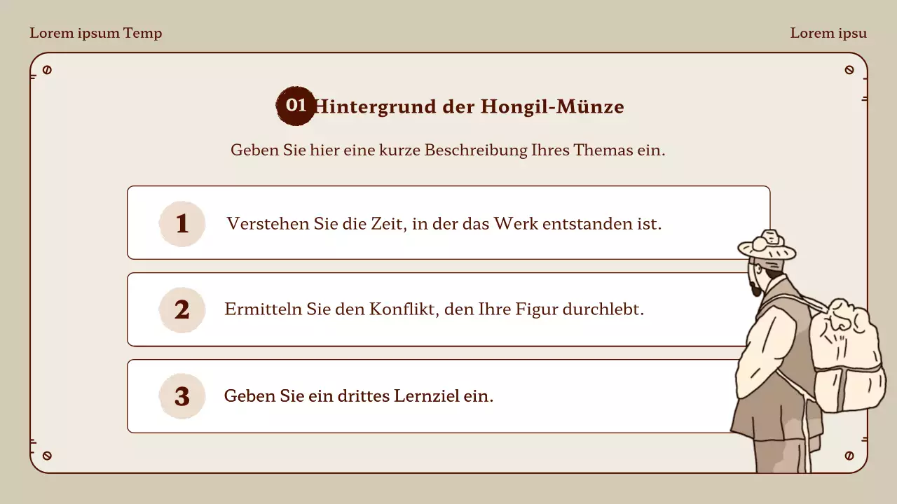 Honggil-Münzsprachunterricht in Beige und Braun