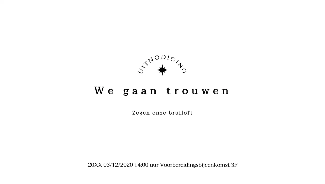 Bruiloft tekst met een sterrensprong concept