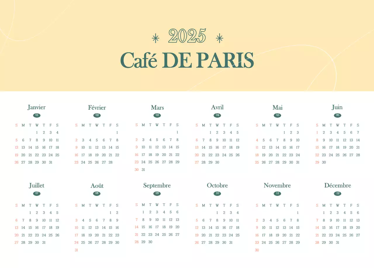 Calendrier des cafés avec recommandation de la boisson du mois