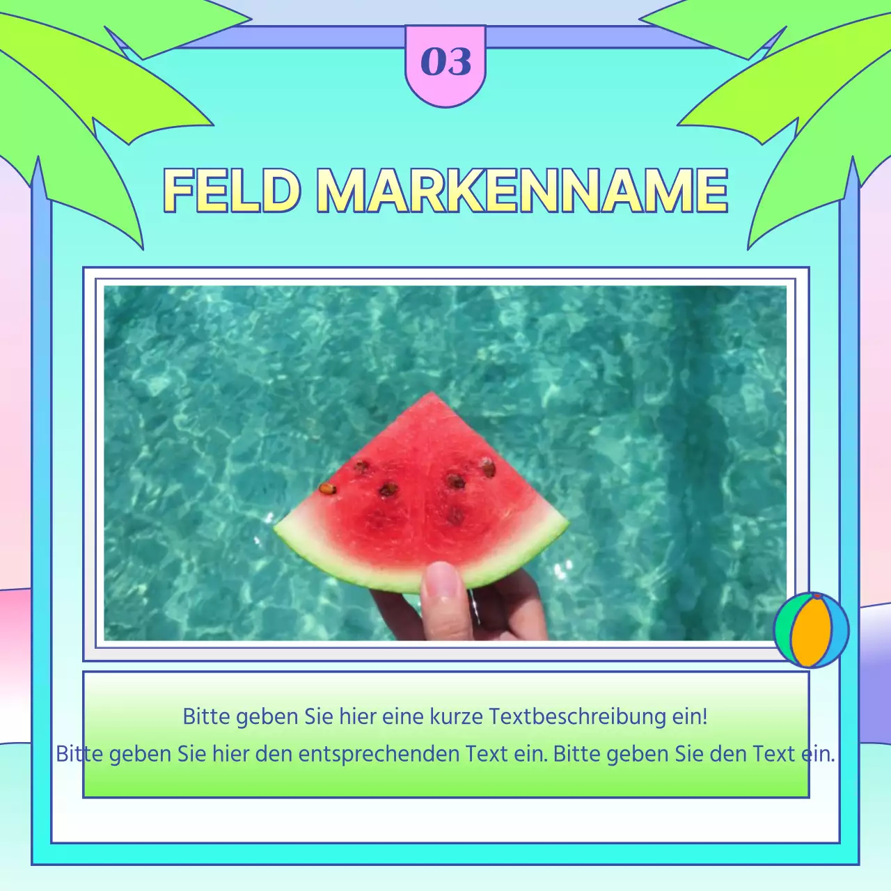 Tropisch gelbe und hellblaue Ankündigung der Sommerpromotion im Einkaufszentrum