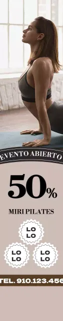 Una promoción de Pilates limpia y beige