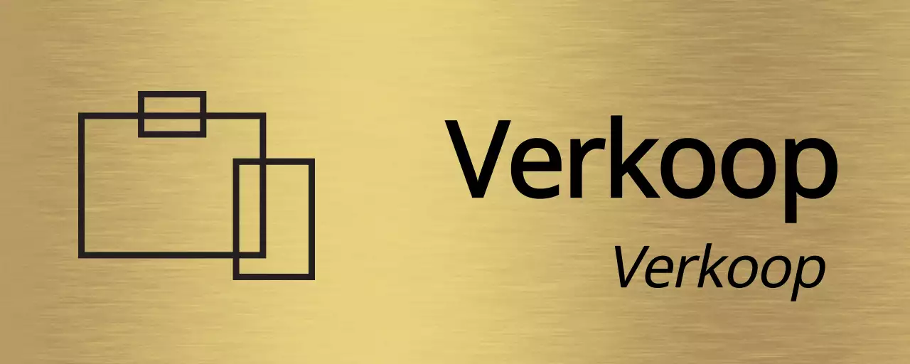 Plaatsaanduiding in zwart met de afdelingsnaam van je bedrijf en een eenvoudige pictogramillustratie