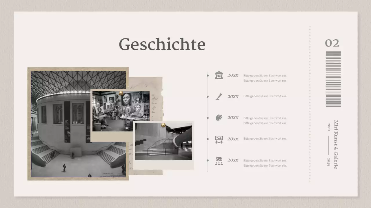 Eine Galerie beiger und grauer Ticketkonzepte