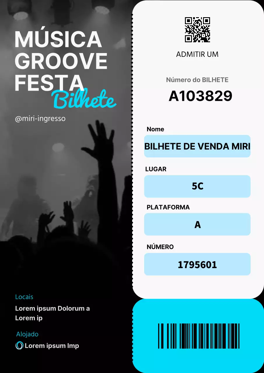 Promover concertos de música com um conceito de bilhete azul claro