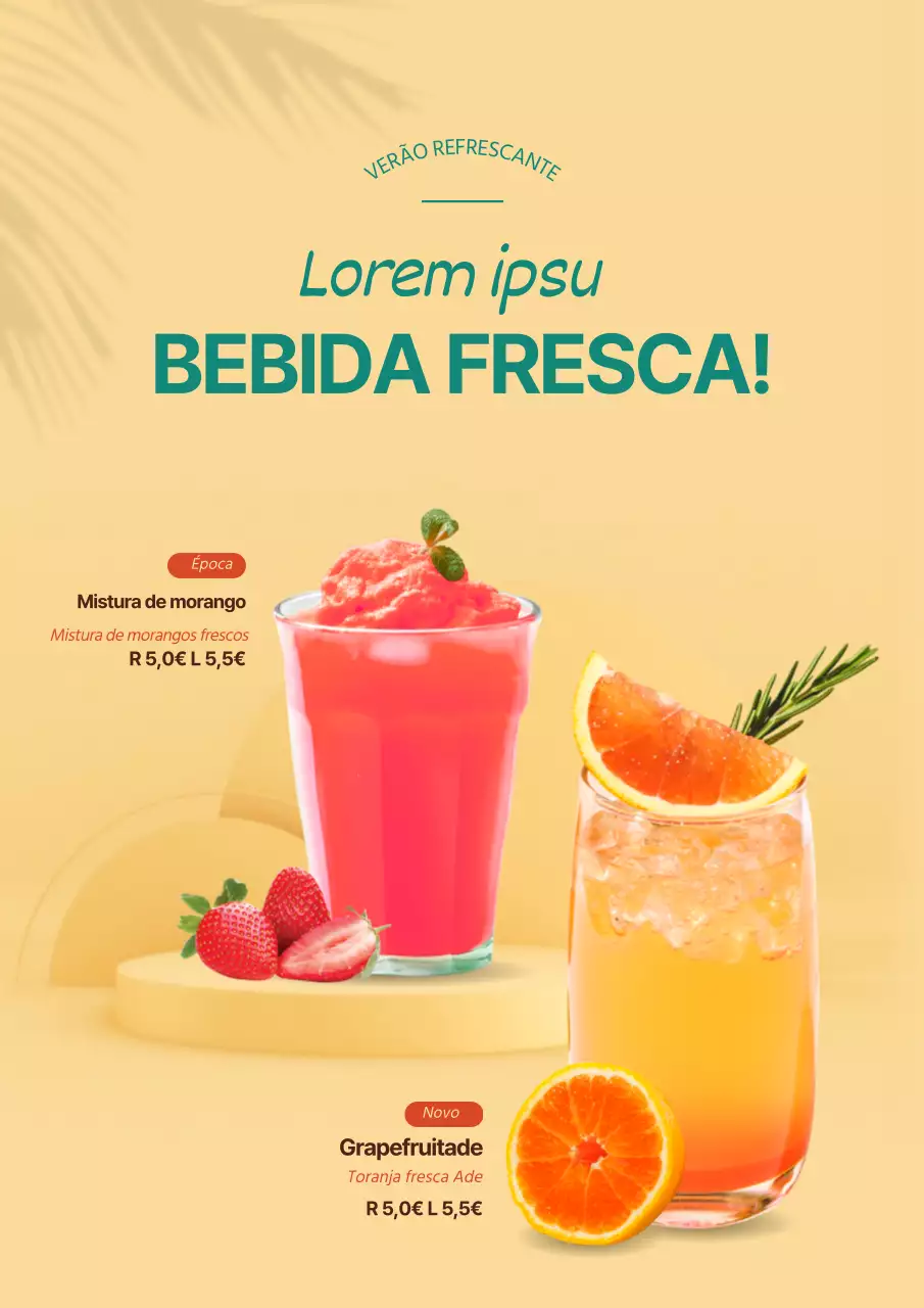 Promover um novo menu de bebidas amarelas de verão