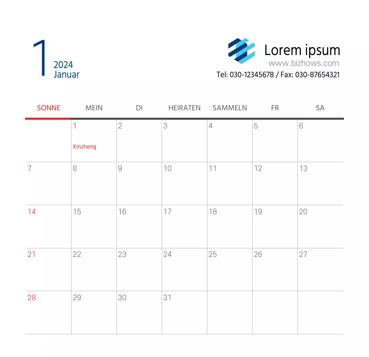 Einfacher weißer Krankenhaus-Tischkalender