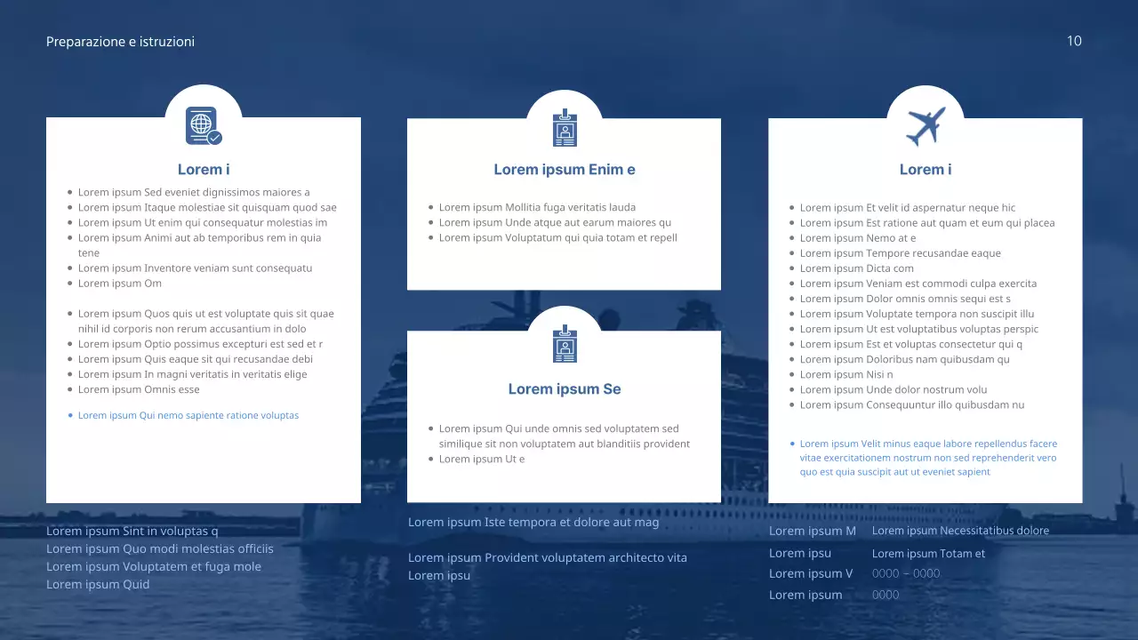 Un prodotto da crociera semplice e pulito, con colori marini intensi e bianchi nitidi per una facile leggibilità.