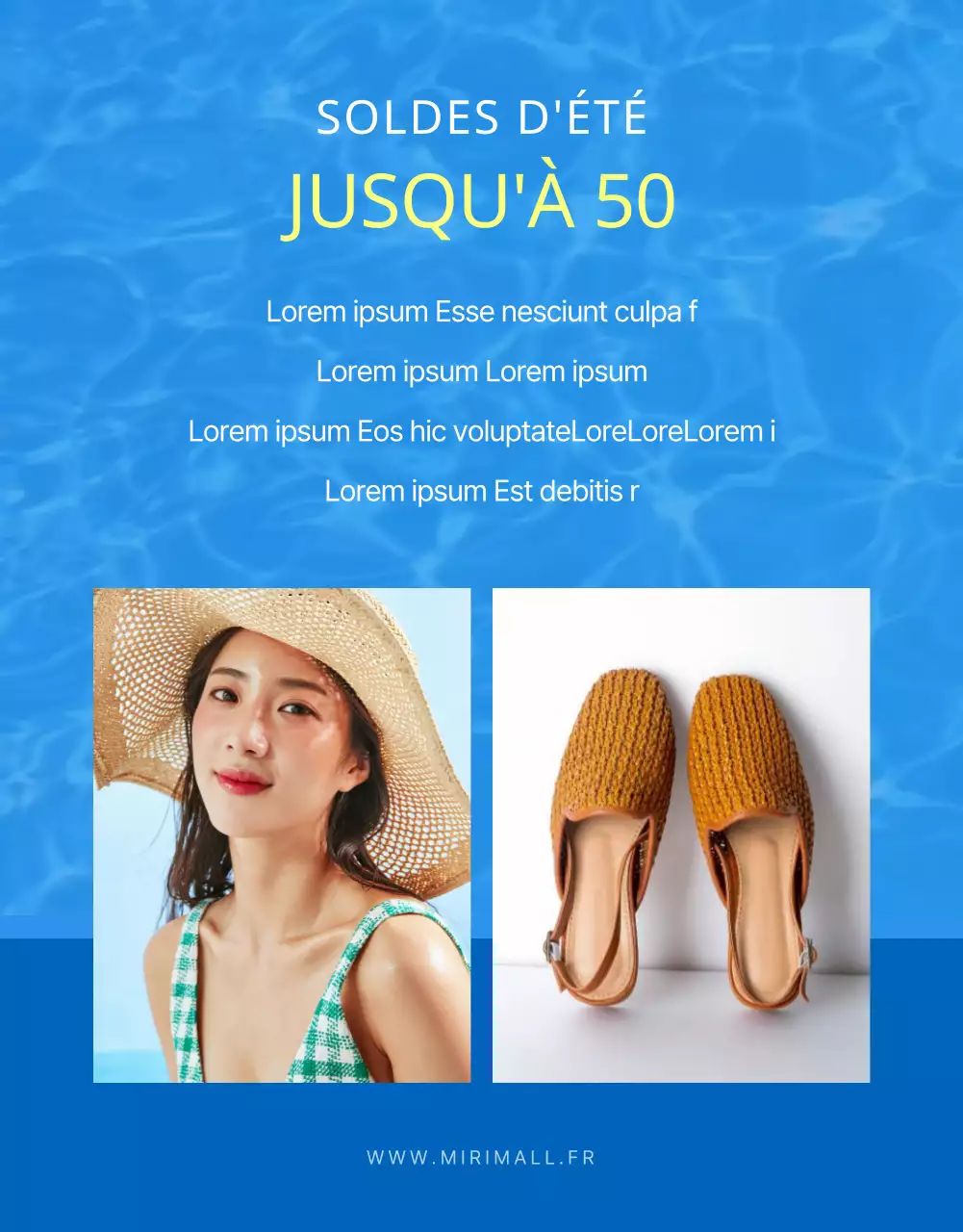 Promouvoir des soldes d'été naturelles avec des bleus et des bleus clairs