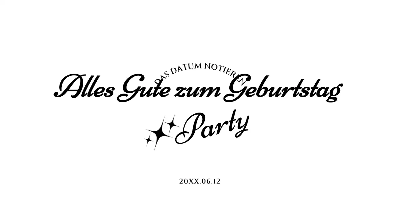 Einfache Geburtstagspostkarte Umschlag mit schwarzem Text und Stern Illustration