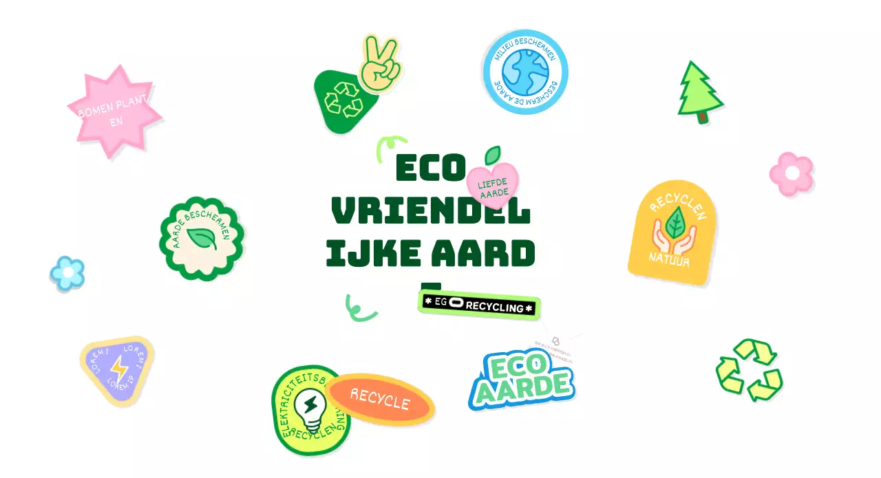 Stickerconcept voor een eco-campagne in groene kleur