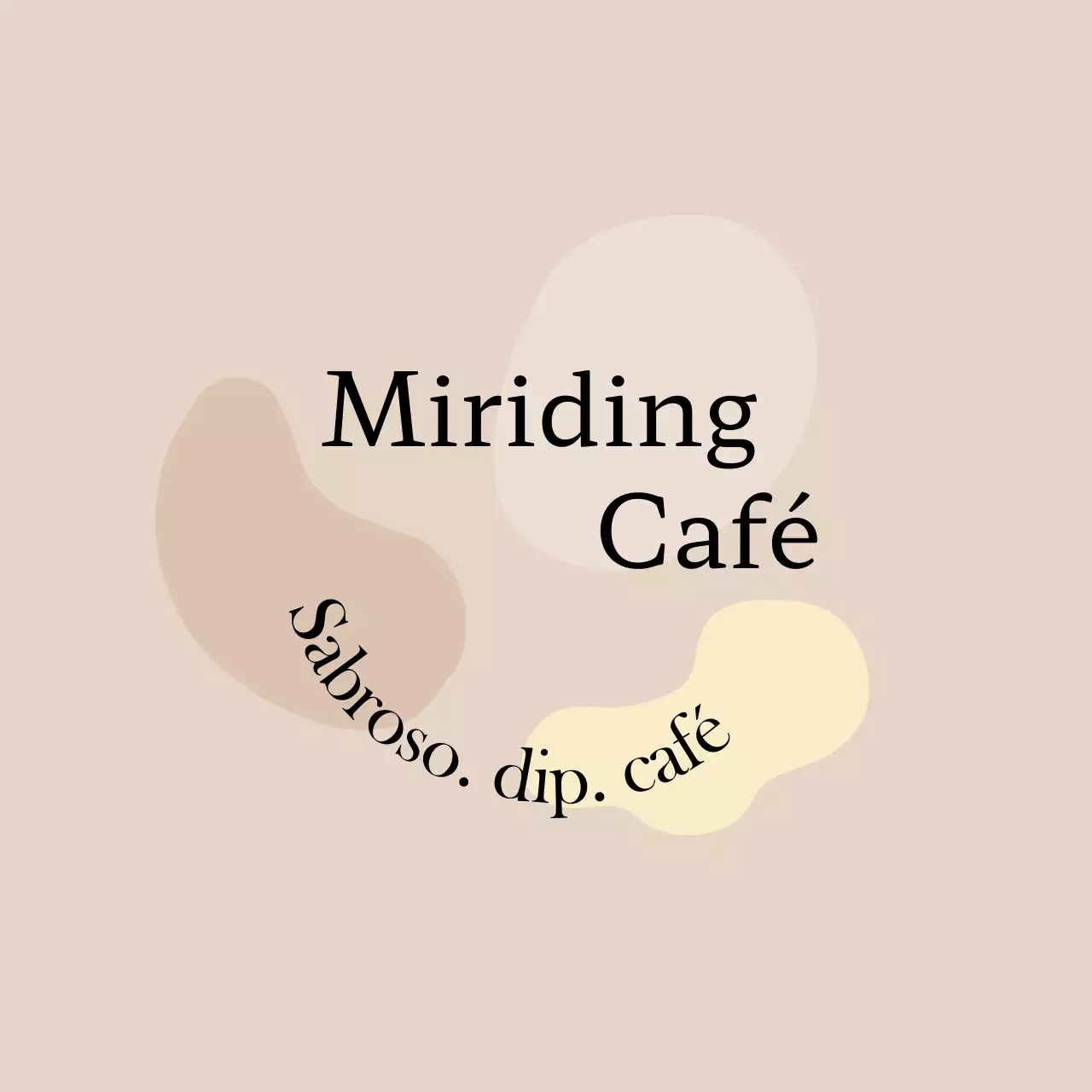 Promocione su cafetería con texto en marrón y una ilustración fotográfica de granos de café.