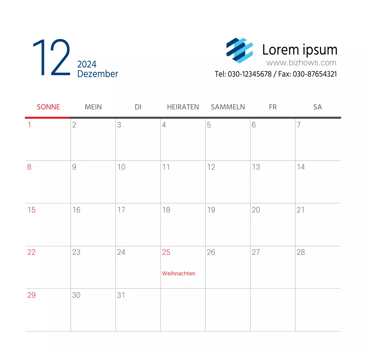 Einfacher weißer Krankenhaus-Tischkalender