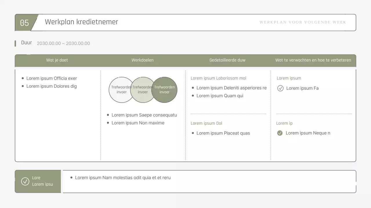 Eenvoudig, uitbreidbaar weekoverzicht in kaki pasteltinten