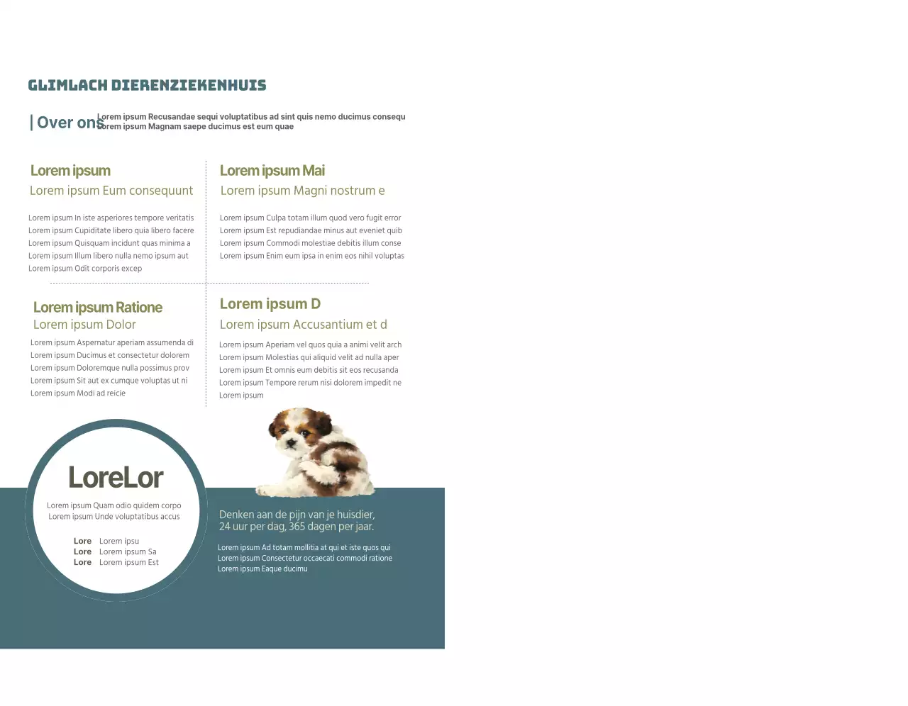 Turquoise dierenkliniek dienstregeling concept