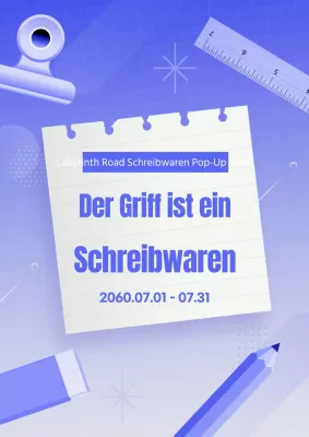 Modernes Büroartikel-Event in blauem Farbverlauf