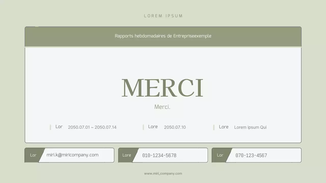 Rapport hebdomadaire simple et extensible dans les tons pastels kaki