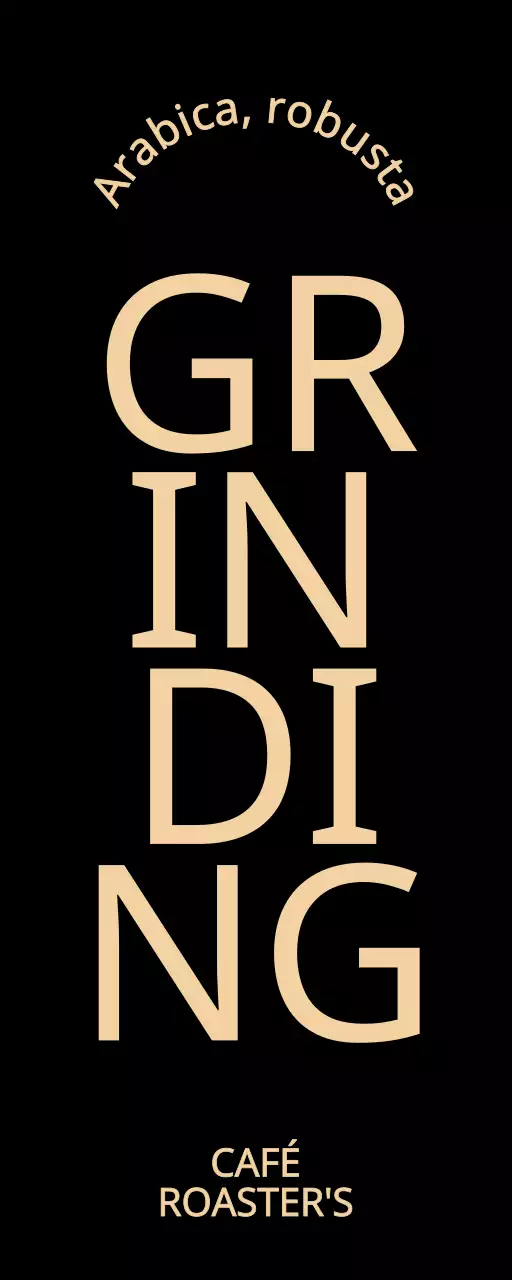 Promotion d'un concept de café simple et haut de gamme avec un texte en noir et beige.