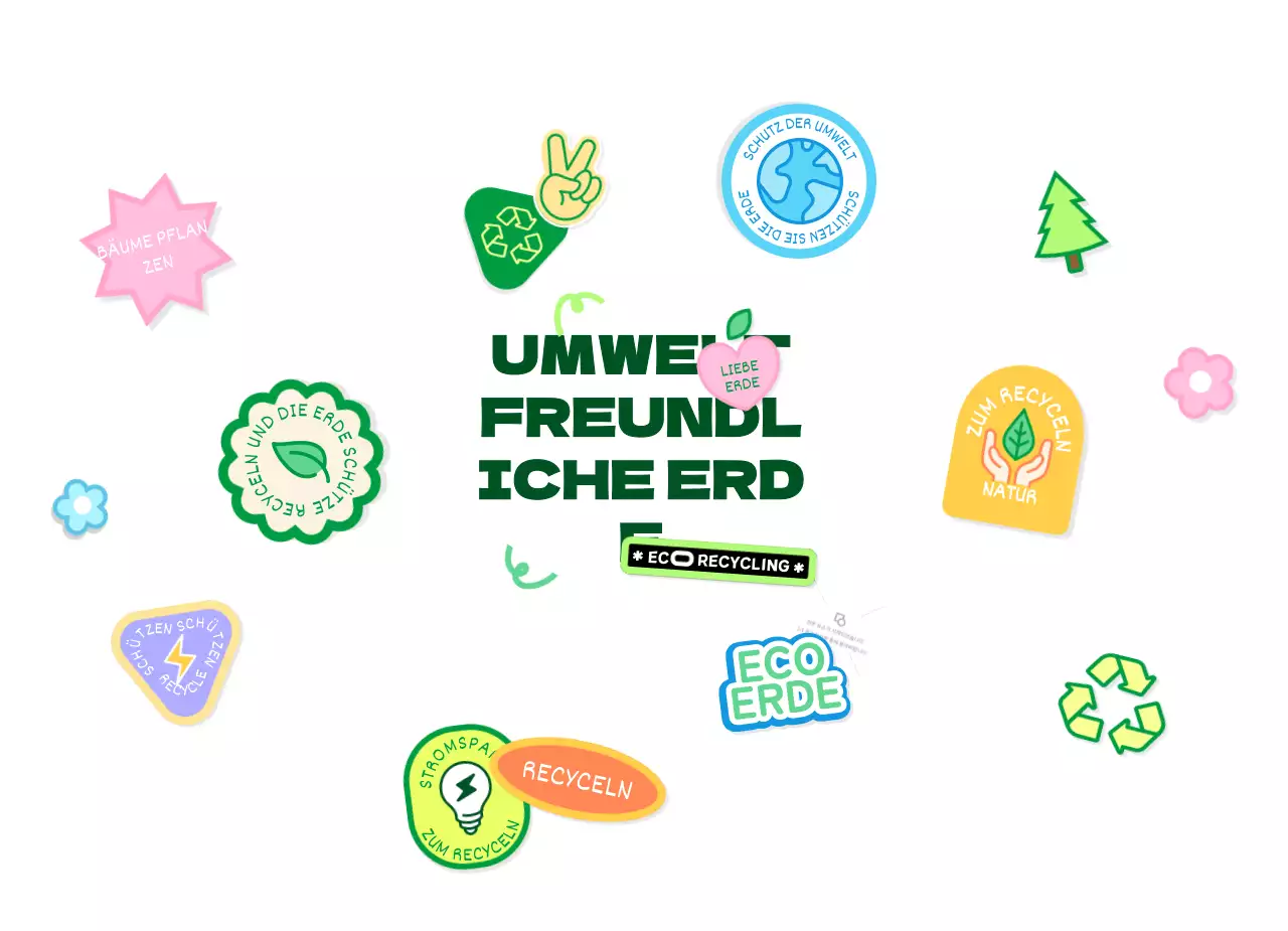 Aufkleberkonzept für eine Öko-Kampagne in grüner Farbe