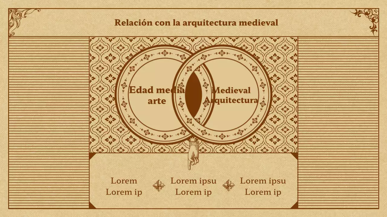 Arte medieval en presentación beige y marrón