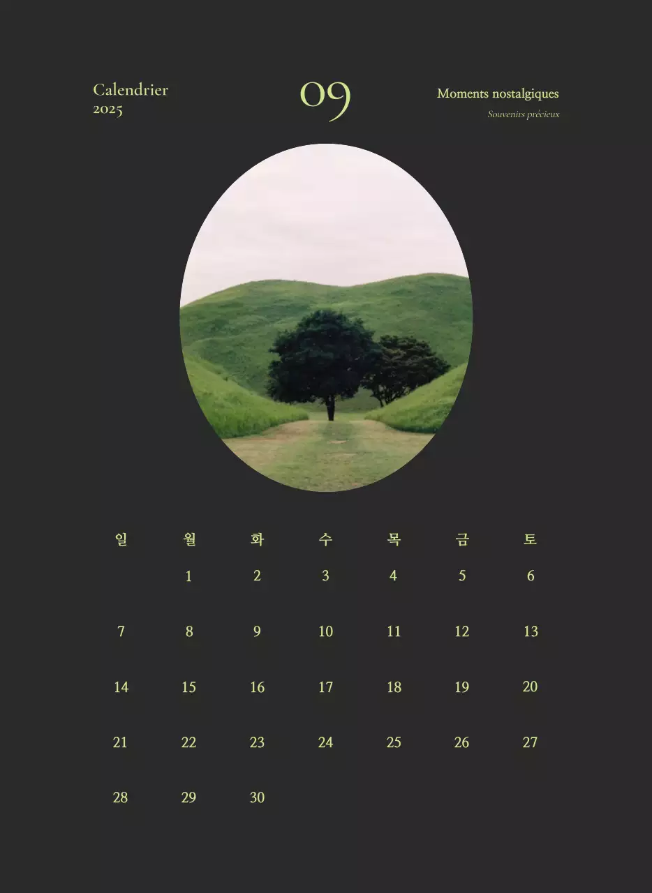 Agenda Vintage kaki Calendrier