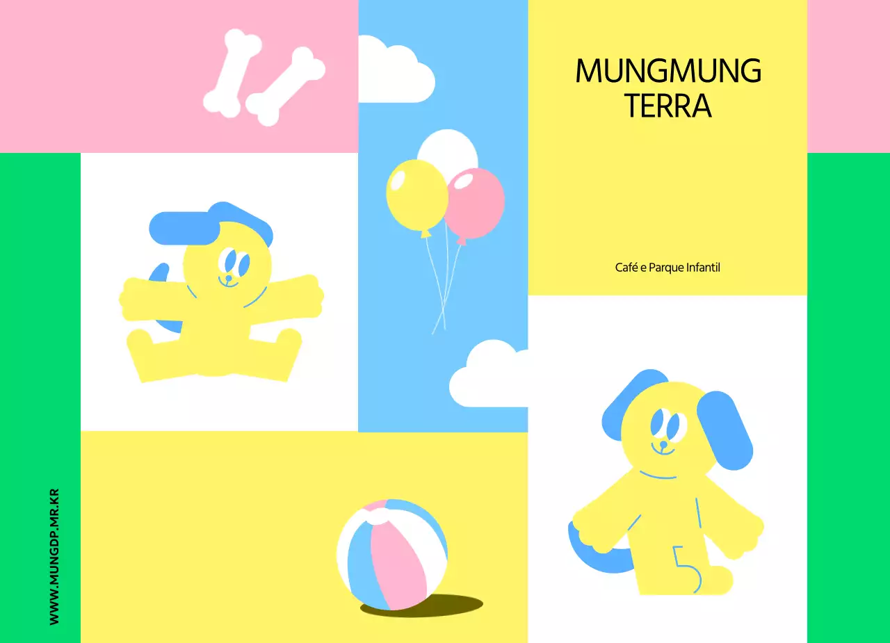 Promova o parque de diversões do seu cão com ilustrações engraçadas e cores vivas