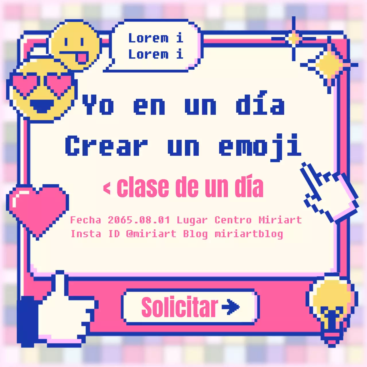Promociona una clase de emoji de un día con un concepto retro rosa