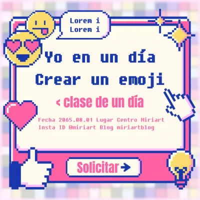 Promociona una clase de emoji de un día con un concepto retro rosa