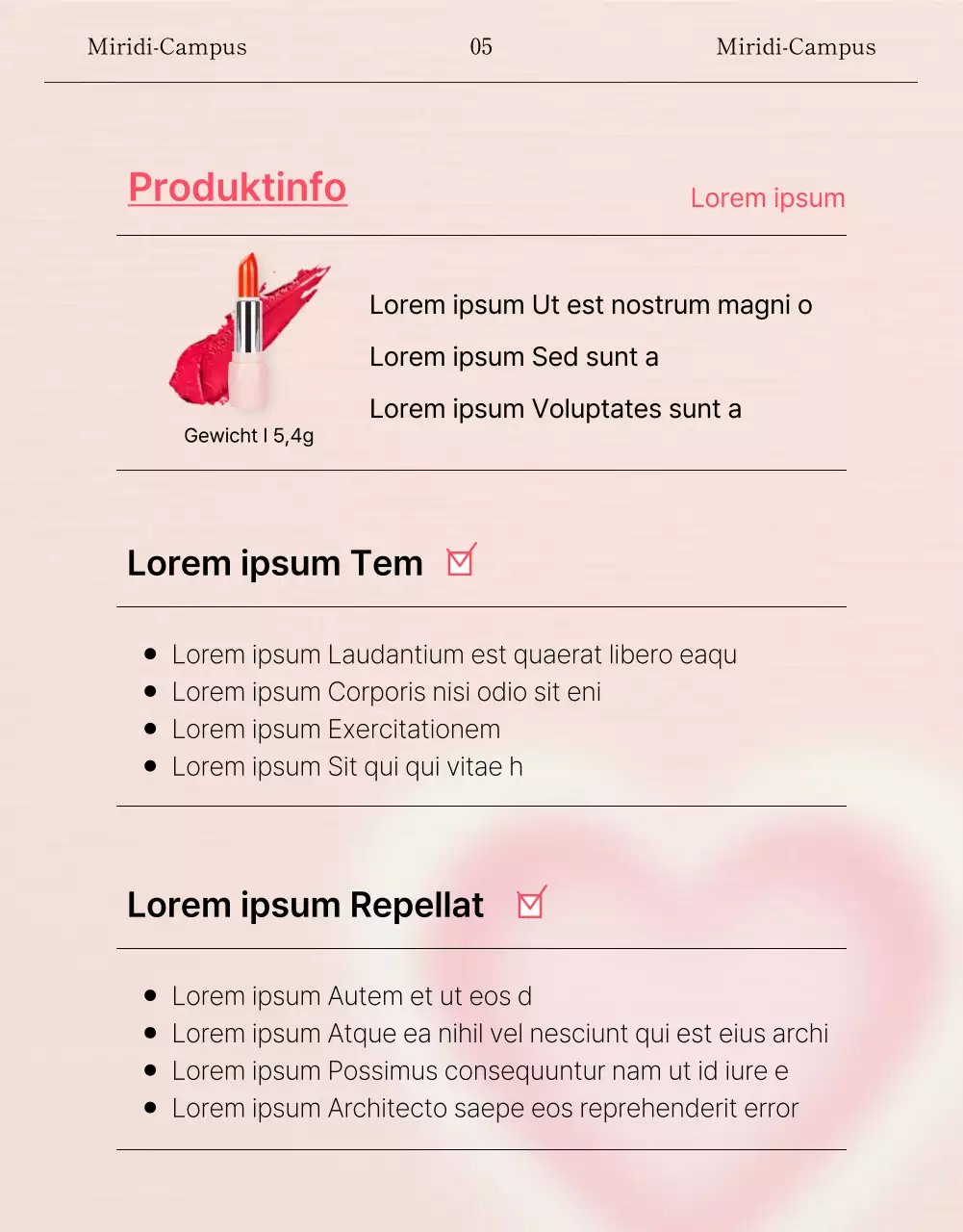 Beauty-Launcheseite mit rosa Lippenstiftmodellen und Instagram-Konzept