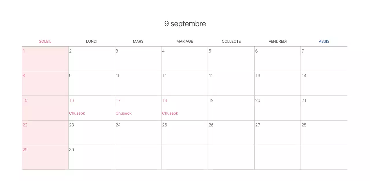 Calendrier ecclésiastique avec des illustrations chaleureuses