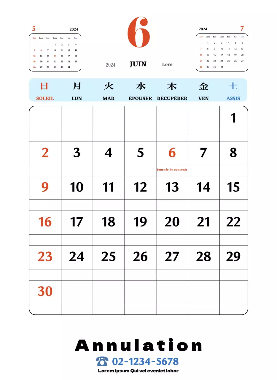 Sous-verres rétro rouges et bleus calendrier de la mémoire