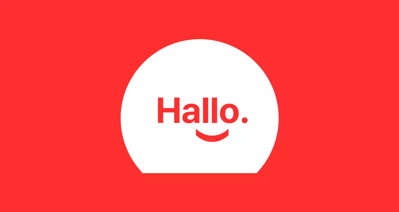 Hallo smiley rode achtergrond baldt