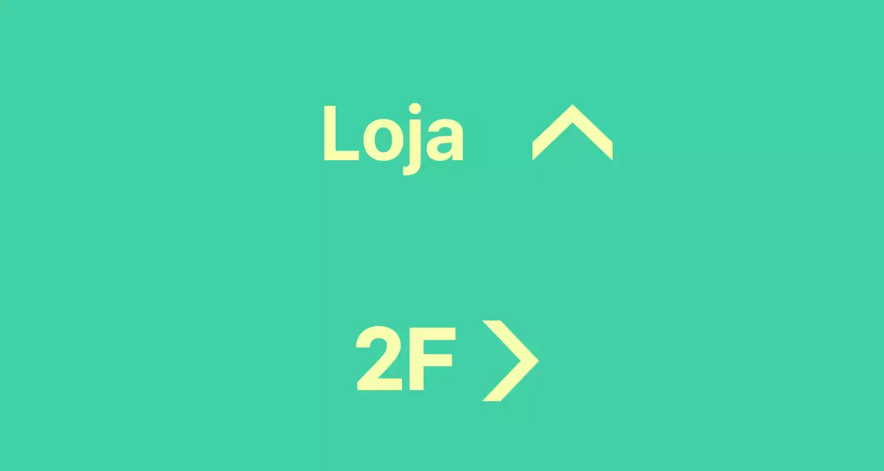 Balsa de menta e amarela com instruções de localização