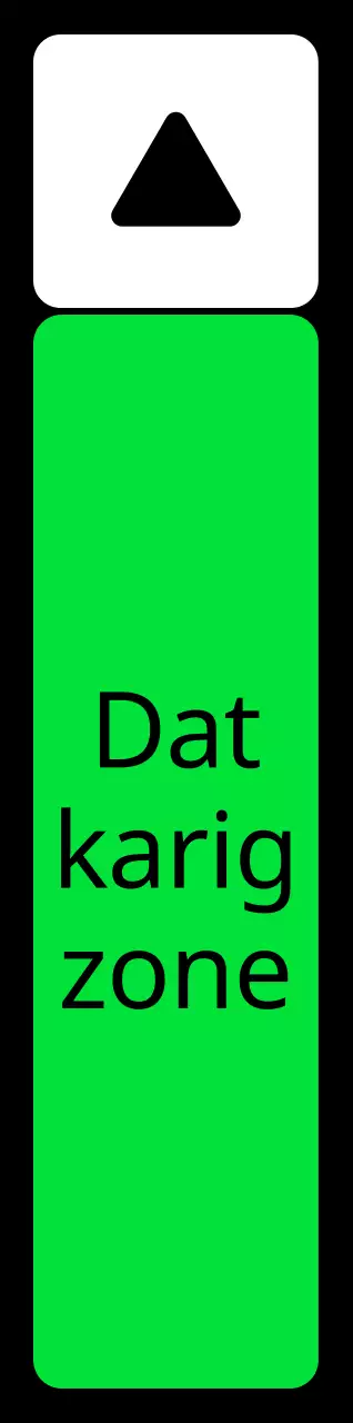 Een eenvoudige zonegids met groene blauwe paarse locatietekst en driehoekige vierkante geometrie