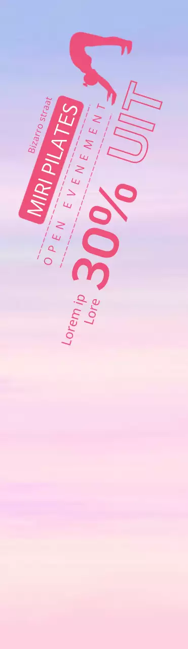 Pilates korting windbanner met een silhouet van een trainende vrouw op een pastel achtergrond