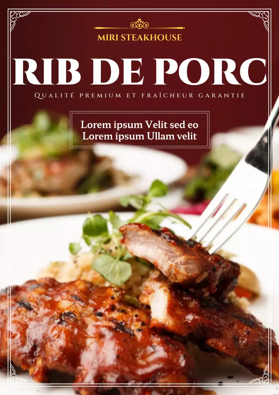 Menu par formulaire conçu avec un cadre et une mise en page élégants, avec une photo d'une explosion de barbecue