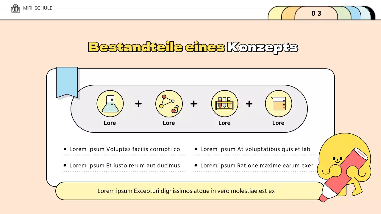 Niedliche Mappen in PastellfarbenVermittlung des Konzepts der Schulbildung