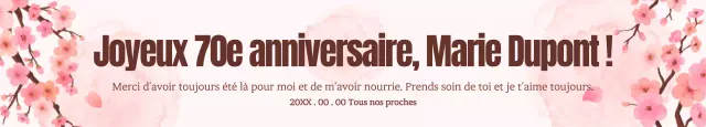 Un message lumineux et joyeux pour le soixante-dixième anniversaire en rose.