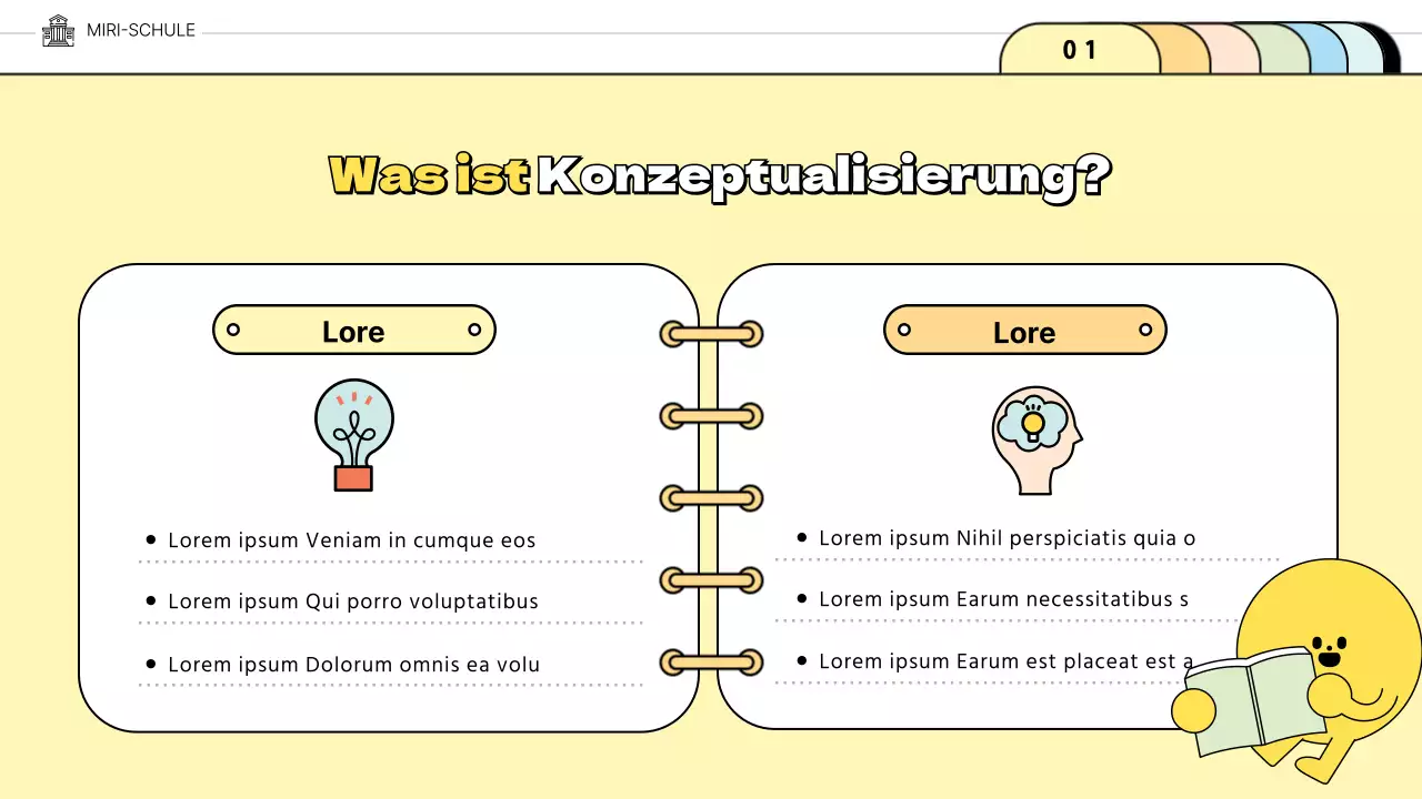 Niedliche Mappen in PastellfarbenVermittlung des Konzepts der Schulbildung