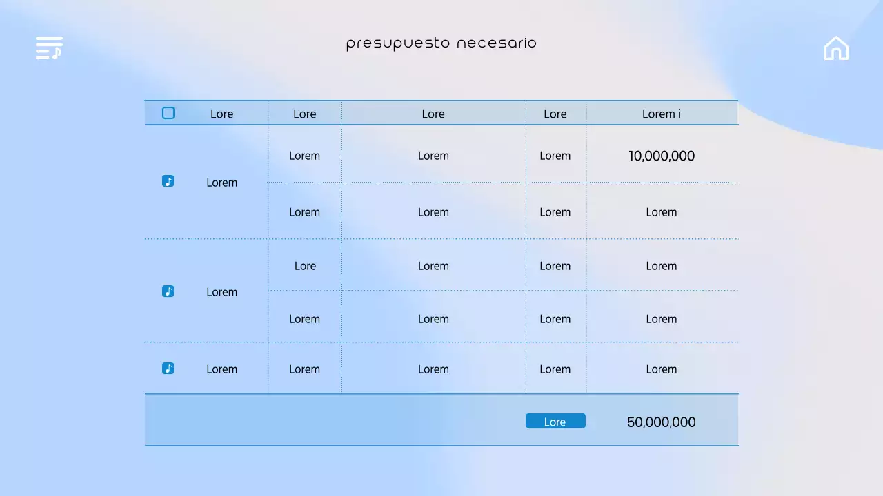 Un emotivo folleto de conciertos con una interfaz de usuario musical en degradado azul