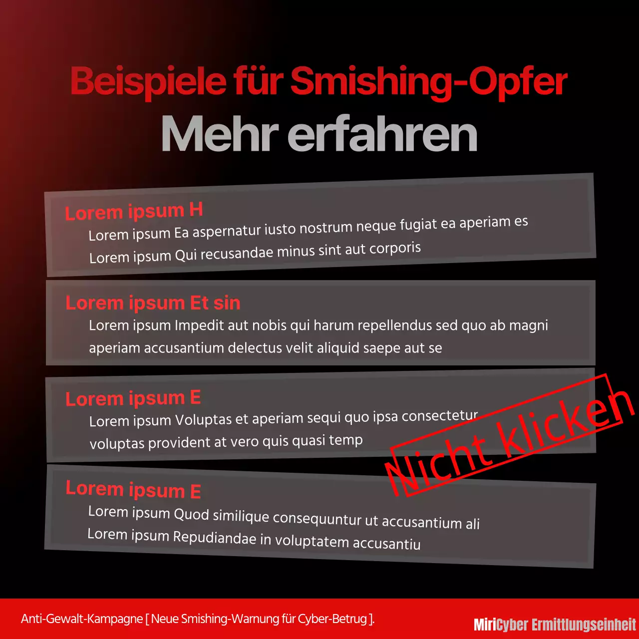 Rot-schwarze Smishing-Warnungen